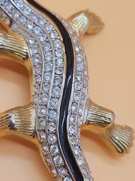 Huge vintage Rhinestone Lizard brooch - image 10