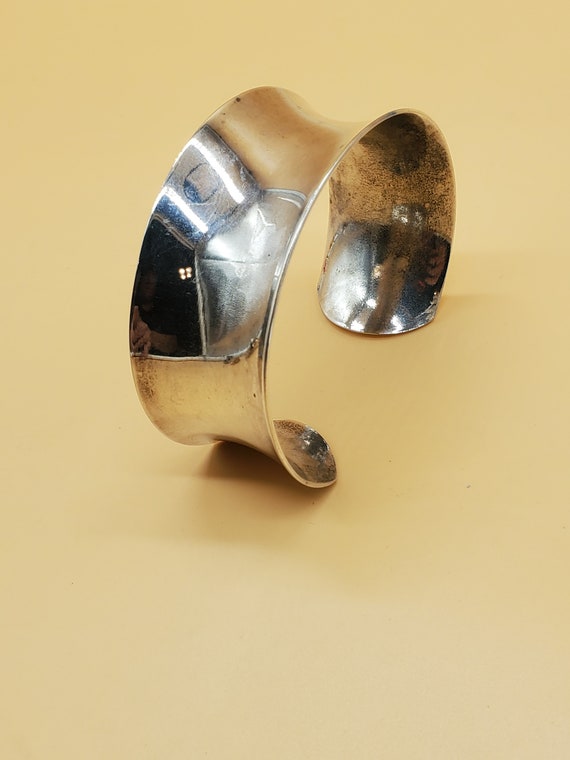 vintage silver plated wide cuff bracelet - image 4