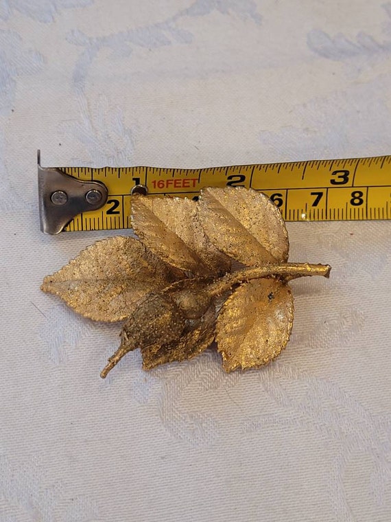 Vintage gold dipped natural rose bud with leaves … - image 5