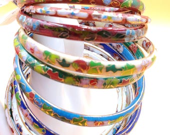 vintage Cloisonne enamel bangle bracelet, select styles