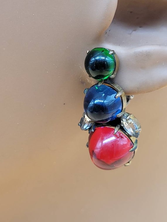 Vintage antique domed glass clip on earrings