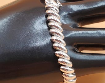 ヴィンテージスターリングシルバーのブリックレイチェーンブレスレット