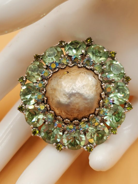 限定版 Vintage Baroque Faux With Brooch Rhinestone Green Weiss その他