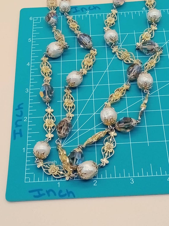 Vintage Vendome AB and faux baroque pearl beaded … - image 2