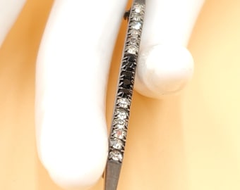 Vintage sterling rhinestone bar brooch pin