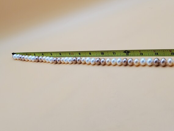 Vintage warm pastel faux button pearl necklace wi… - image 9