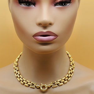 Vintage gold plated brick lay toggle necklace