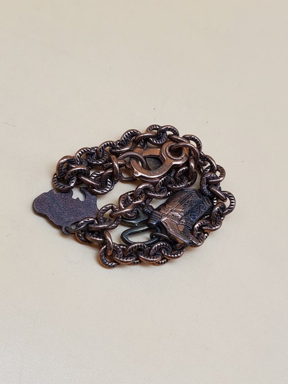 Vintage Southwestern style copper charm bracelet - image 7