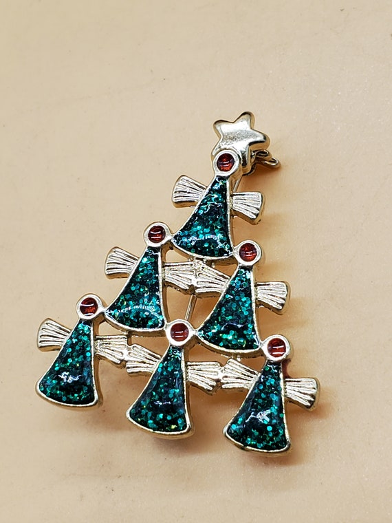Vintage Angel pyramid Christmas tree brooch - image 6