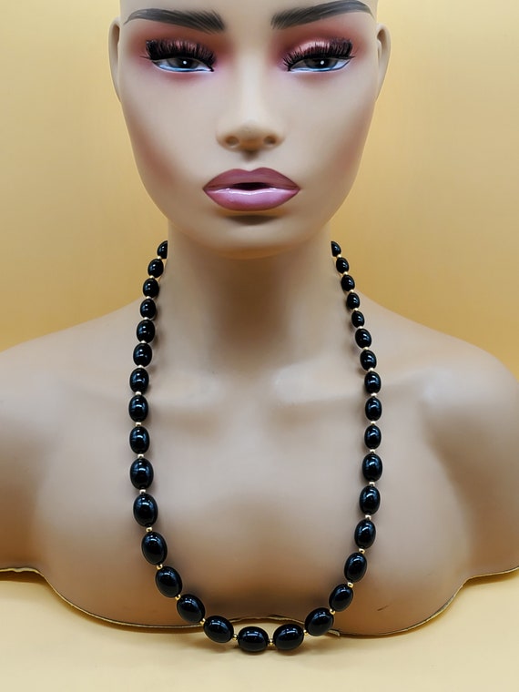 Vintage Monet black and gold beaded necklace