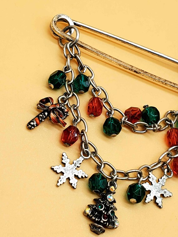 Vintage Holiday/ Christmas dangling chain charm b… - image 5