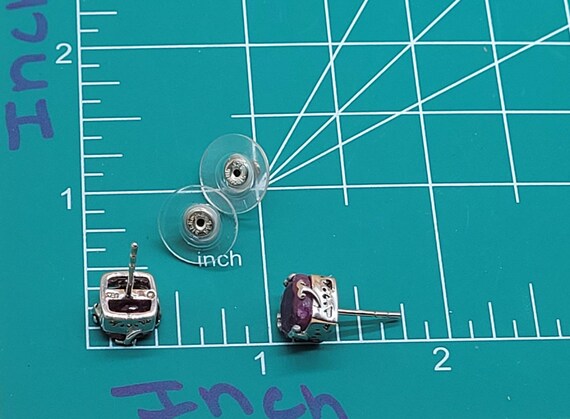 Sterling silver Princess cut style Ruby earrings - image 4