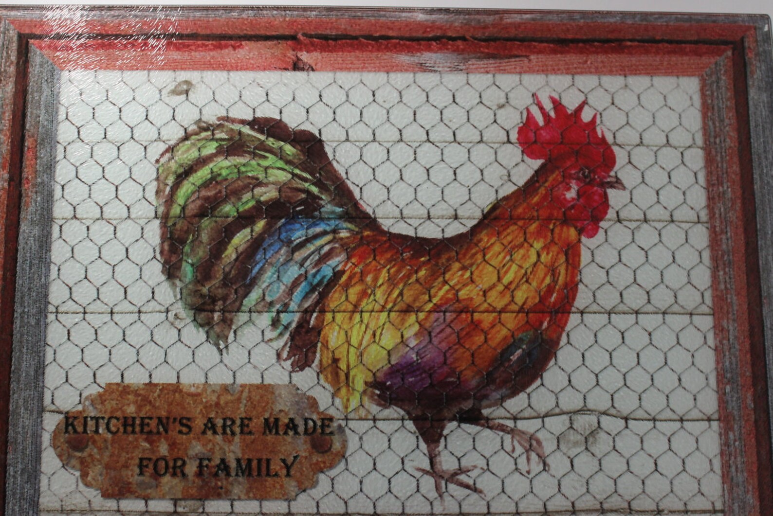 Rooster tempered glass cutting board Etsy