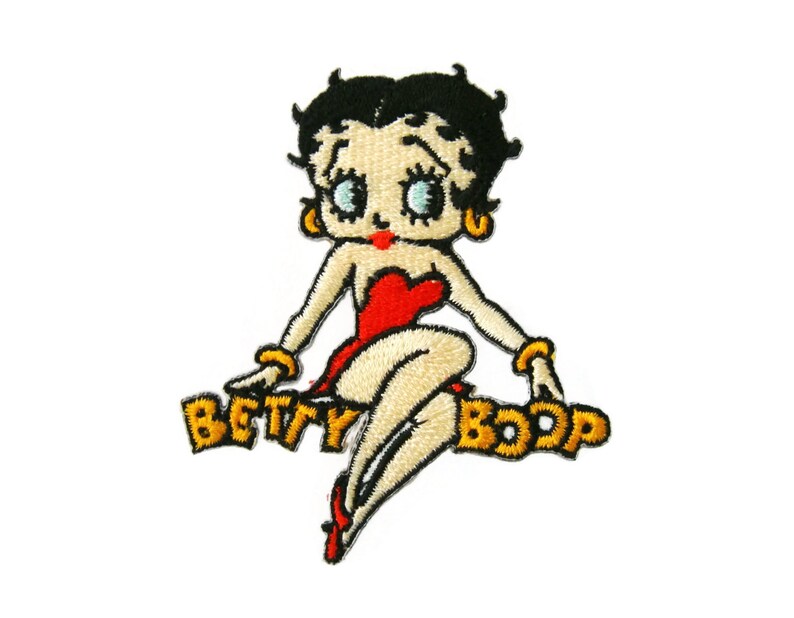 Loisirs Creatifs Couture Decorations Details Betty Boop Robe Rose Cartoon Comics Brode Iron On Applique Patch