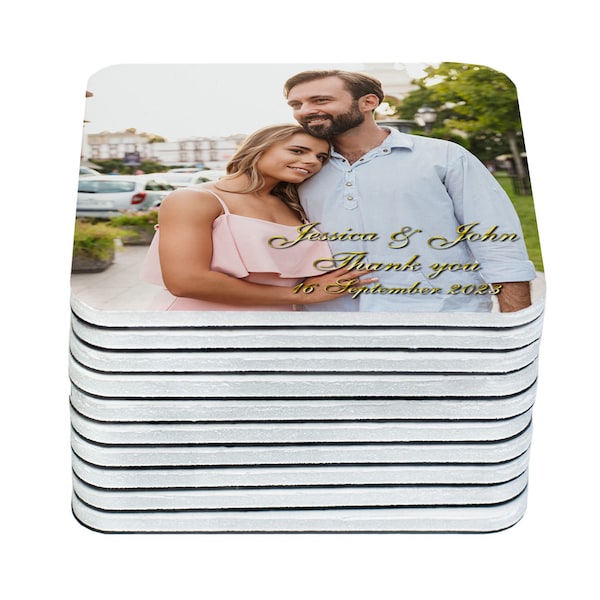 Photo magnets, Thank you magnets, Personalized wedding favors, thick