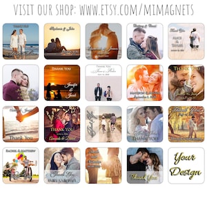 Thick photo magnets, Thank you magnets, Personalized wedding favors image 5