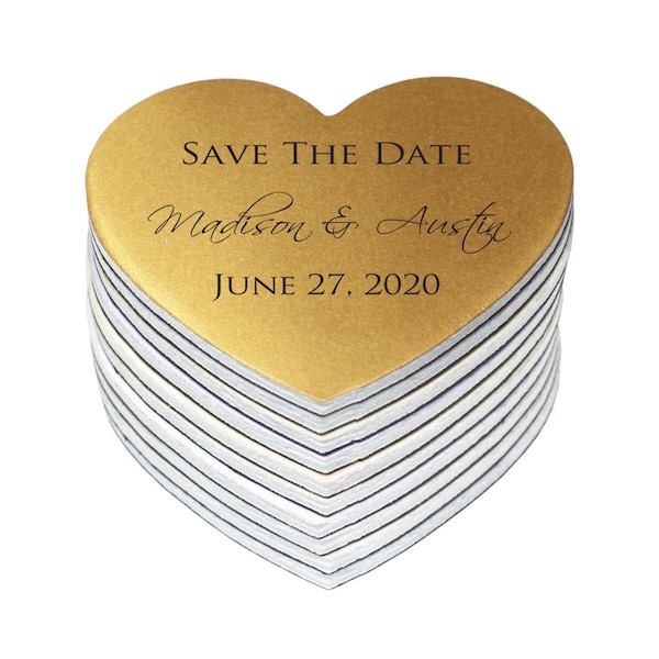 Save the date magnet metallic Save the date fridge magnet | Save the date heart, personalized and customized