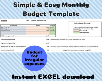simple fortnightly budget template excel instant download etsy