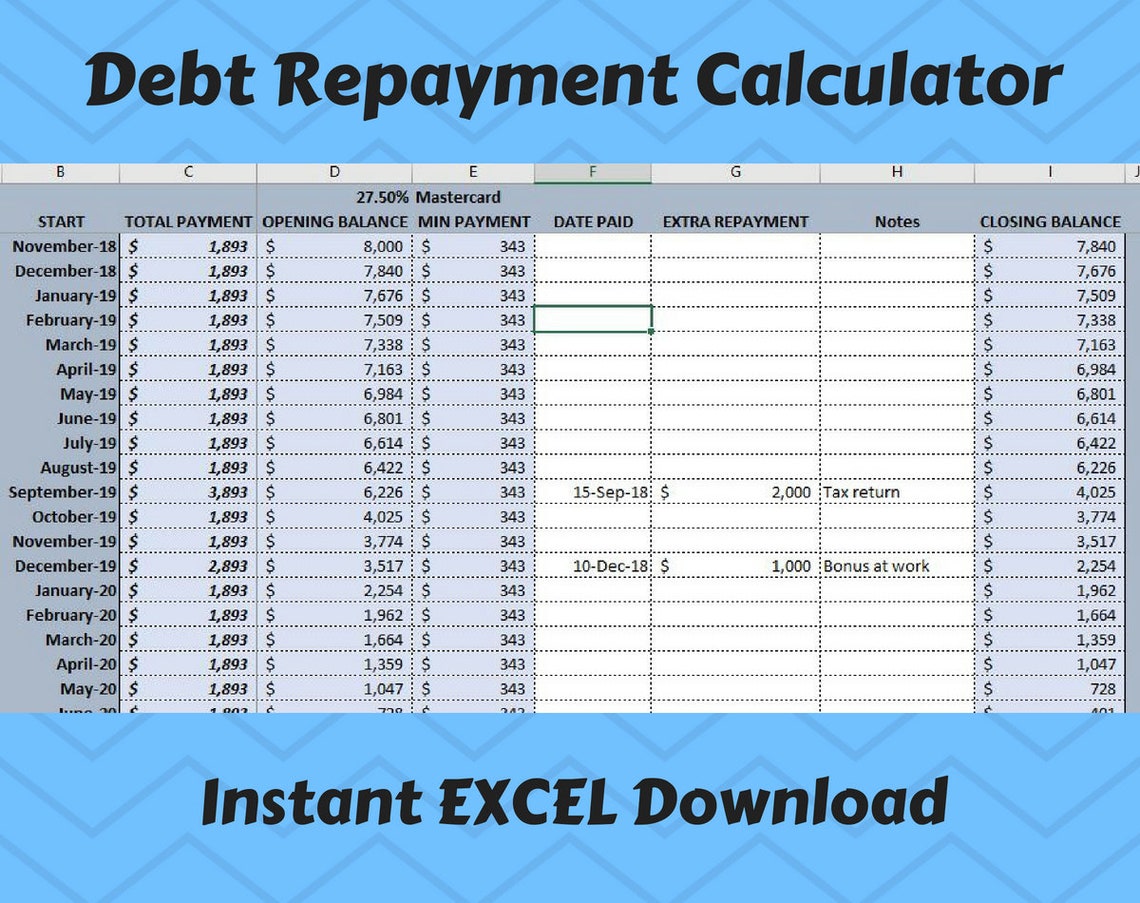 Debt Payoff Excel Spreadsheet, Debt Payoff Tracker Digital Download Debt Payoff Excel Spreadsheet, Debt Payoff Tracker Digital Download