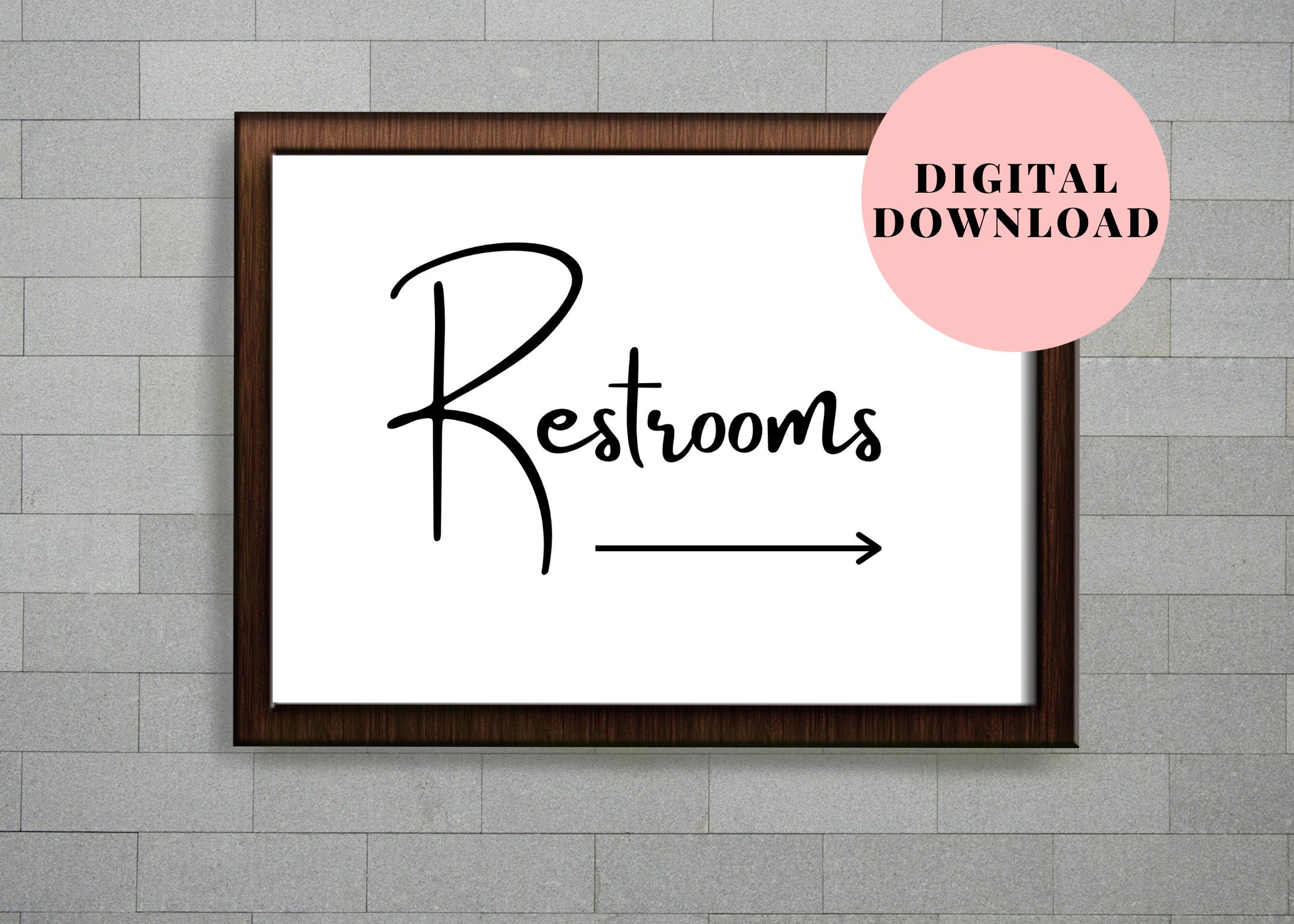 Printable Restroom Sign With Arrow, Wedding Restroom Sign With Arrow, Printable Bathroom Sign ...