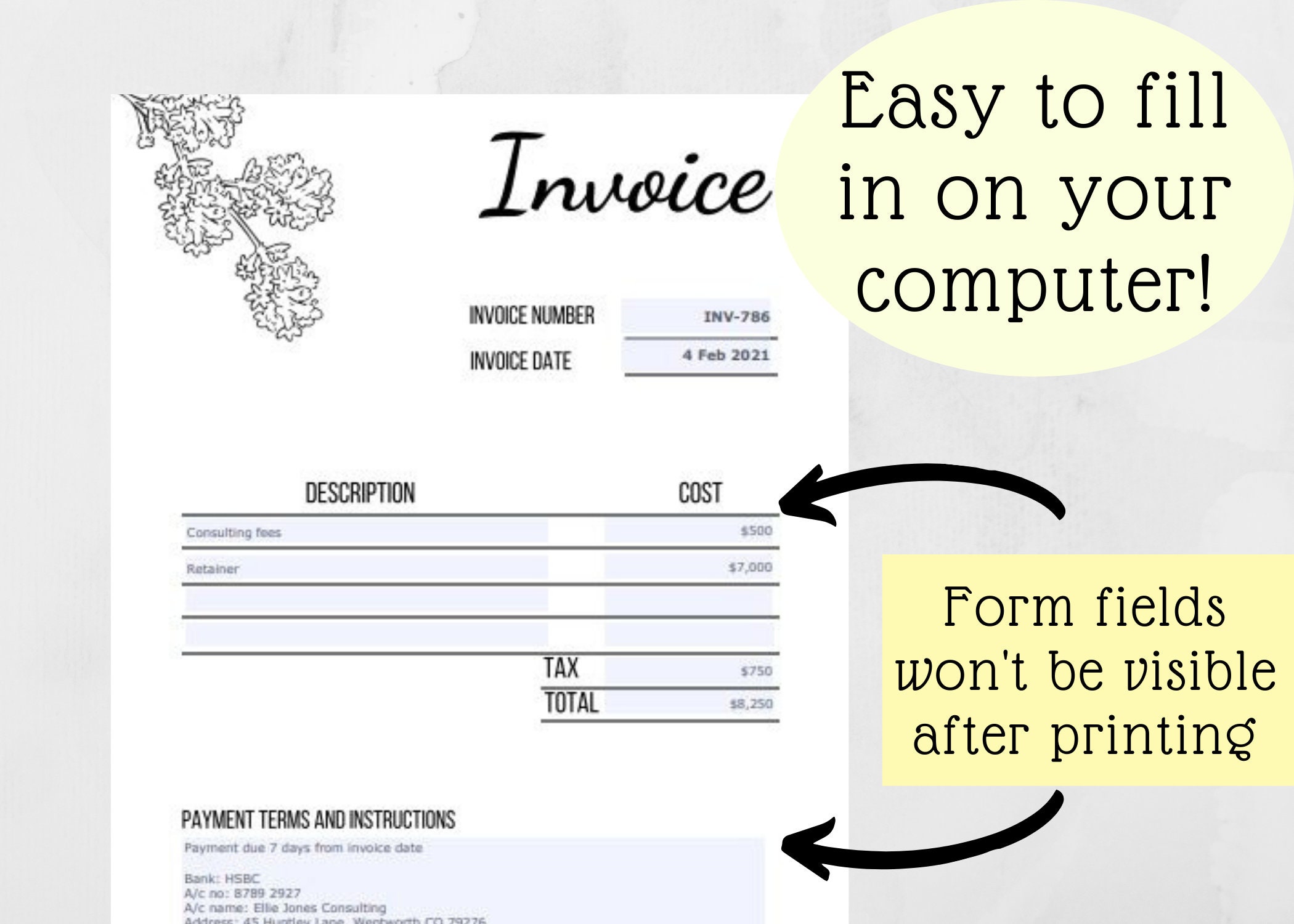Editable PDF Invoice Template Professional Tax Invoice - Etsy Australia