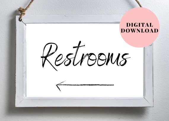 Printable Restroom Sign With Arrow Wedding Restroom Sign With - Etsy