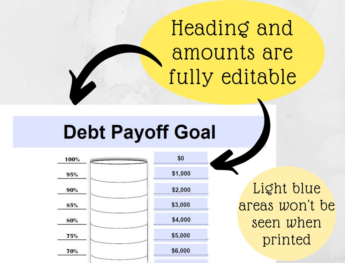 Editable PDF Debt Thermometer/tracker Printable Debt Payoff Etsy