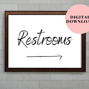 Printable Restroom Sign With Arrow, Wedding Restroom Sign With Arrow ...