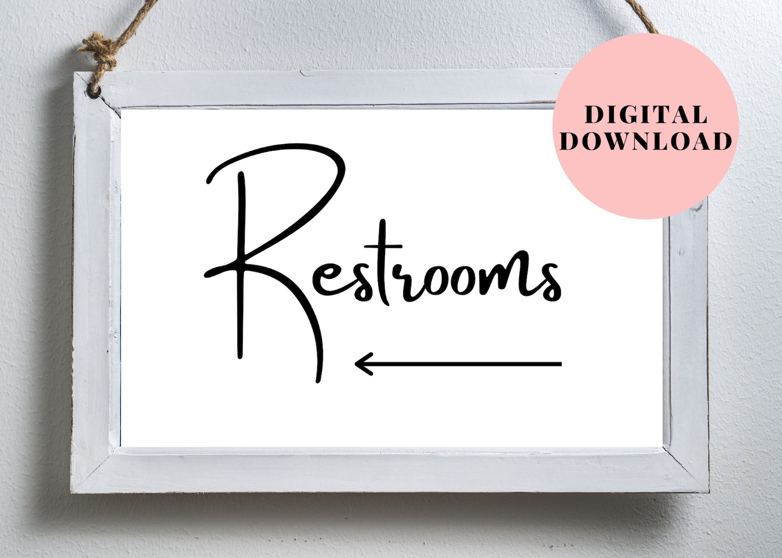 Printable Restroom Sign With Arrow, Wedding Restroom Sign With Arrow ...