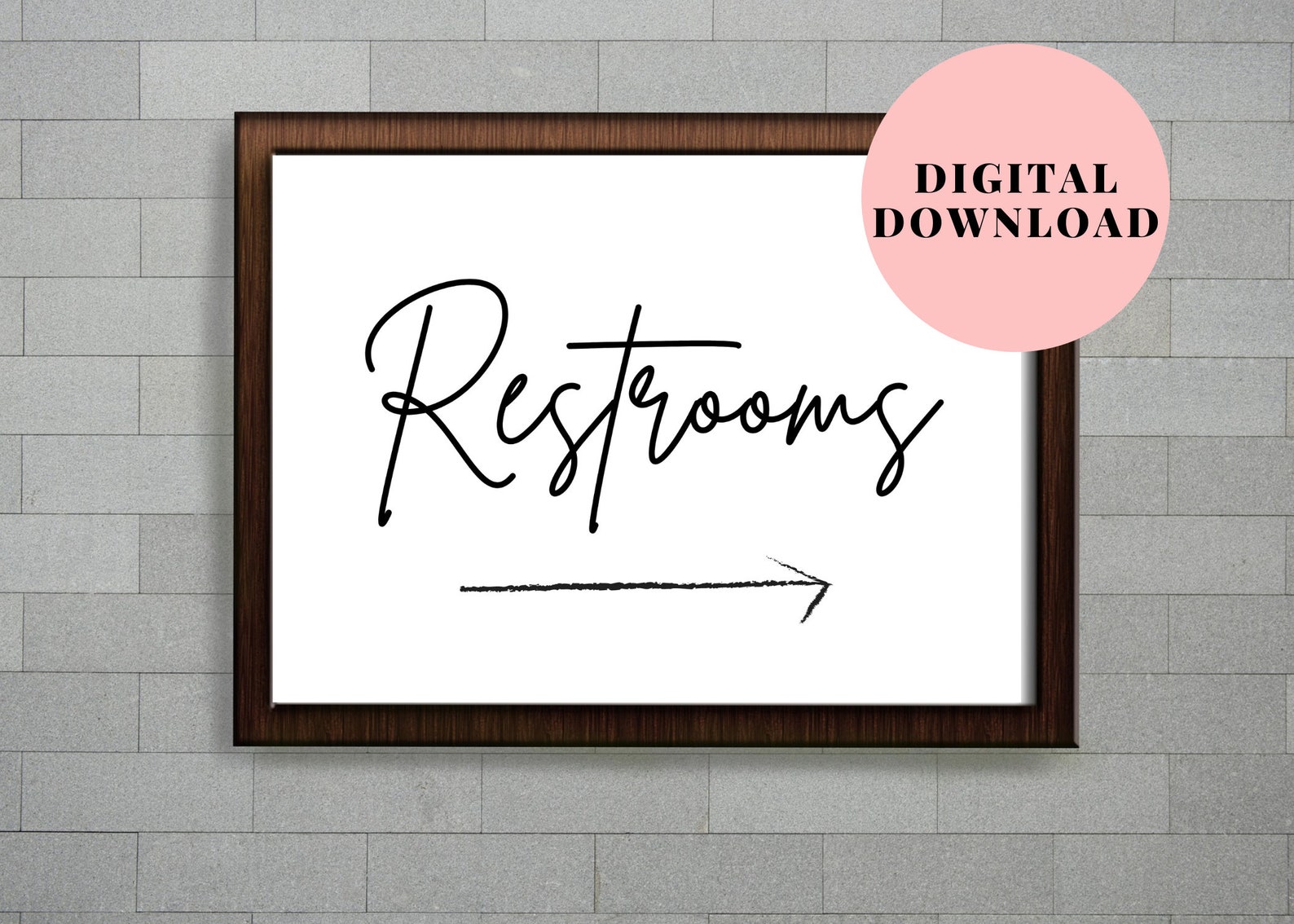 Printable Restroom Sign With Arrow, Wedding Restroom Sign With Arrow ...