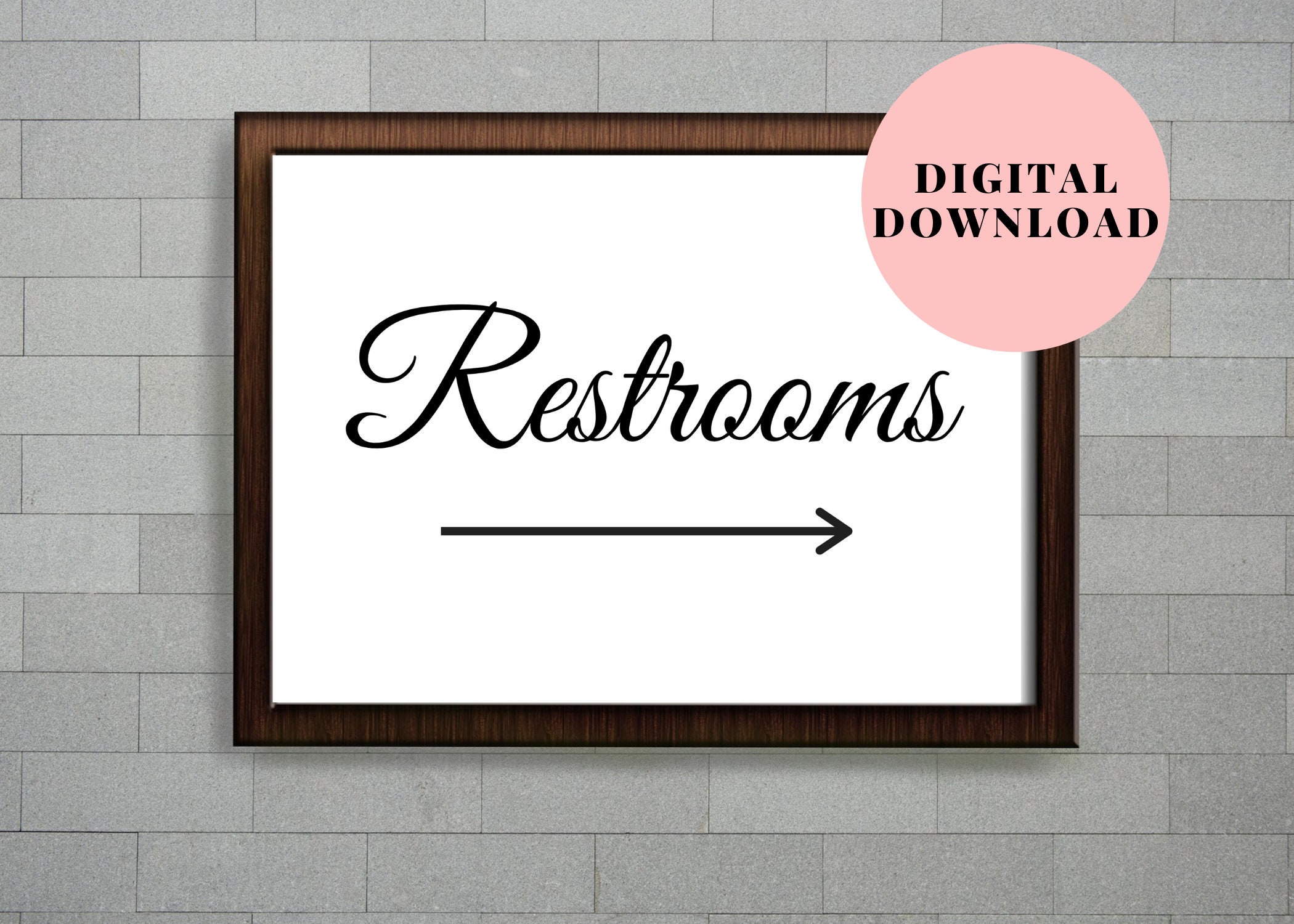 Printable Restroom Sign With Arrow, Wedding Restroom Sign With Arrow, Printable Bathroom Sign ...