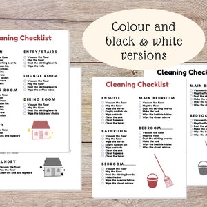 House Cleaning Checklist - Editable PDF Printable - House Cleaning Schedule, Room by room cleaning list, Home cleaning list, Spring cleaning