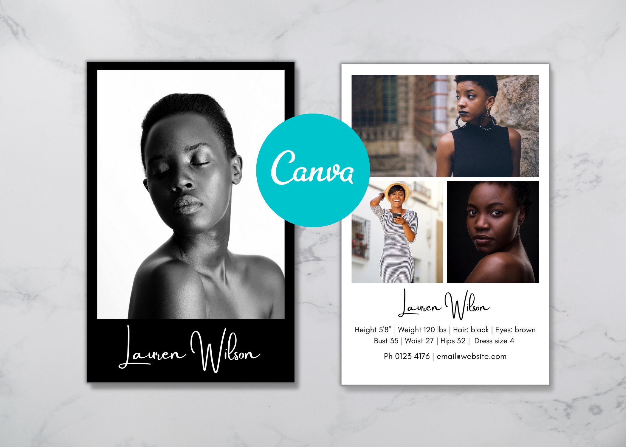 Modelling Comp Card Template for Canva | Professional Comp Card - How To Make A Comp Card For Free