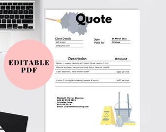 Reinigung Business Zitat Vorlage, bearbeitbares PDF