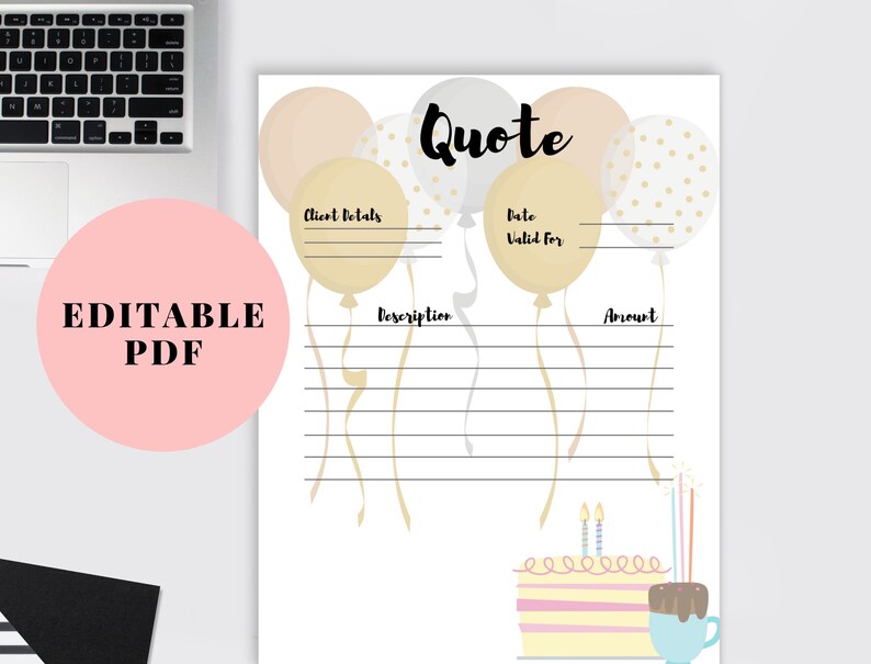 Event Planning Quote Form Template Editable PDF, Party Planning
