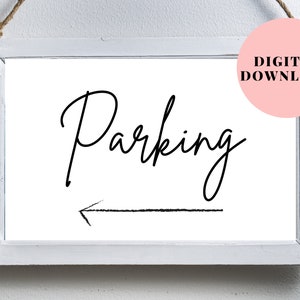 Printable parking sign with arrow, Wedding parking sign with arrow, Printable wedding sign with arrow, Parking directions printable