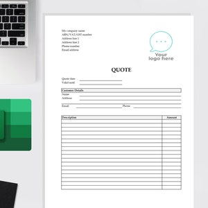 Excel Quote Form Template, Editable Quote, Add your own logo, Business Quote Form Template, Estimate template, Instant download