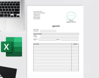 Editable Business Quote Form Template, Add Your Logo (Excel, Digital Download)