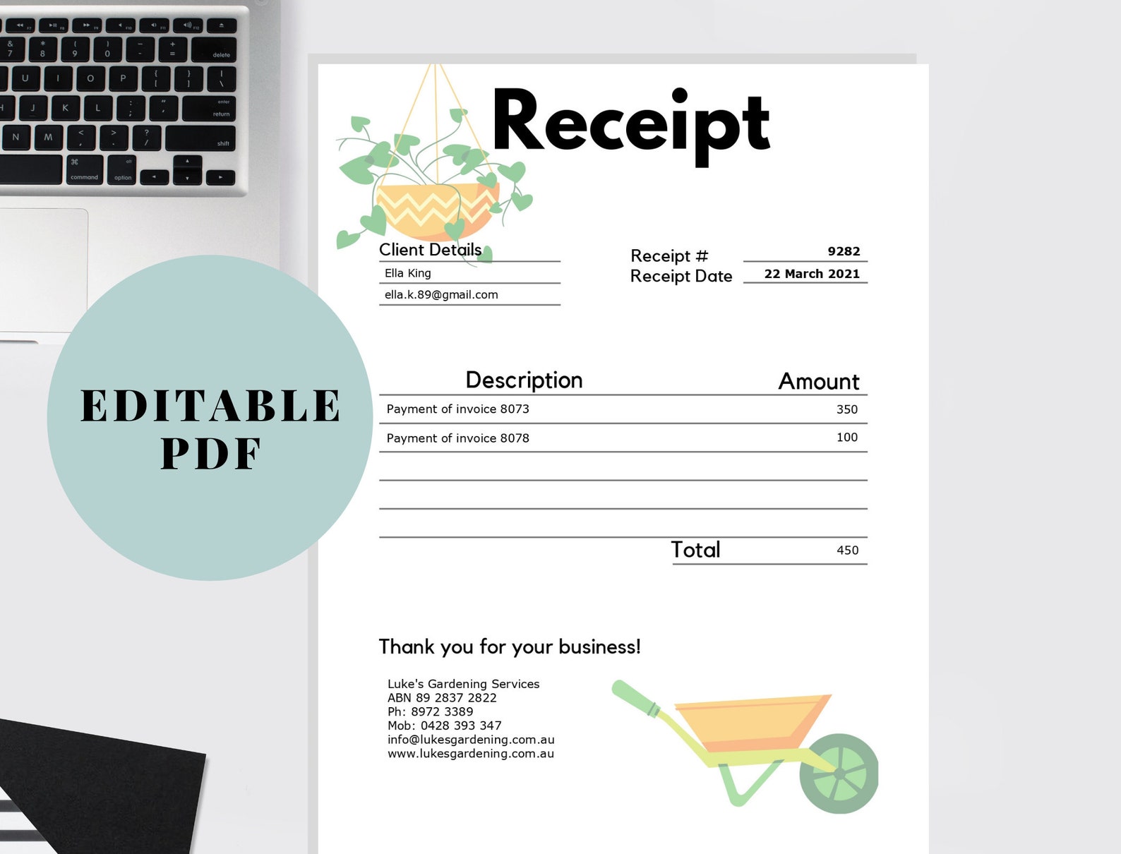 gardening-receipt-gardening-business-receipt-template-etsy