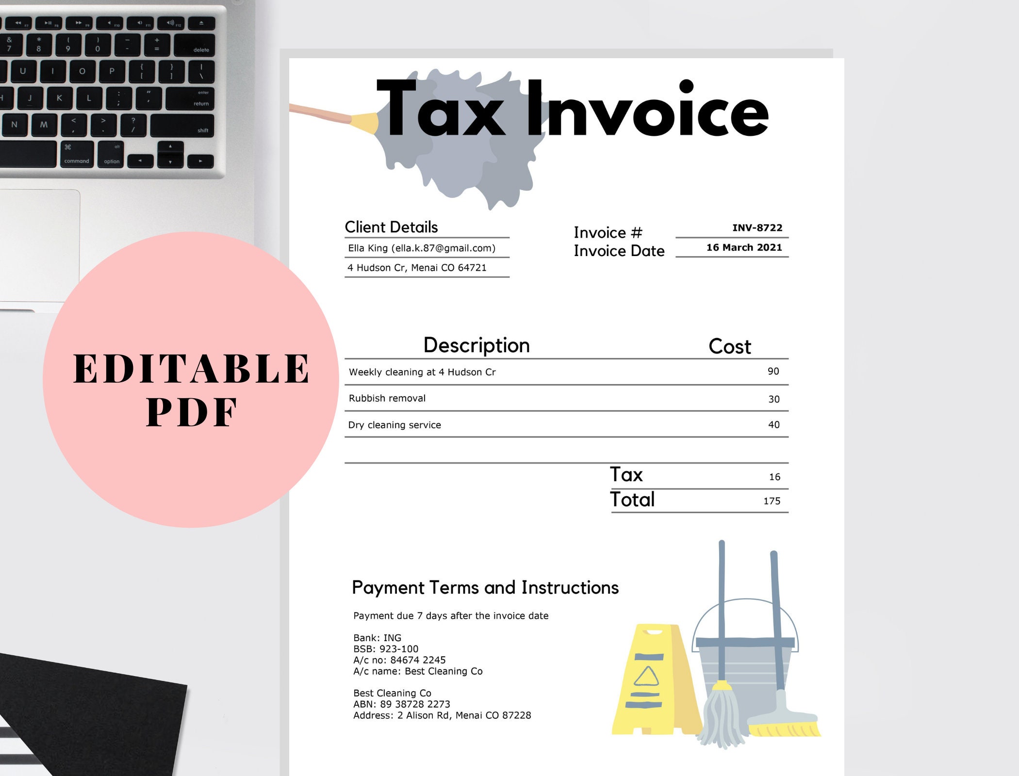 cleaning invoice cleaning business invoice template cleaning etsy