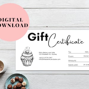 Buono regalo panetteria / Modello buono regalo pasticceria / Modello PDF voucher regalo cupcake / Download digitale PDF modificabile buono regalo