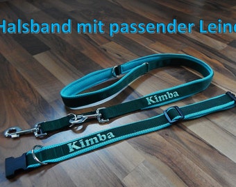 Hundehalsband und Leine bestickt