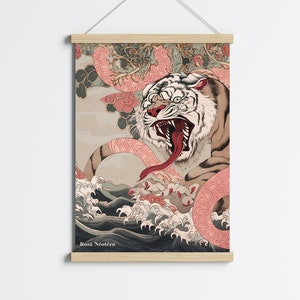 Japan Tiger poster, met of zonder magnetische lijst, AI-illustratie, wandkaart