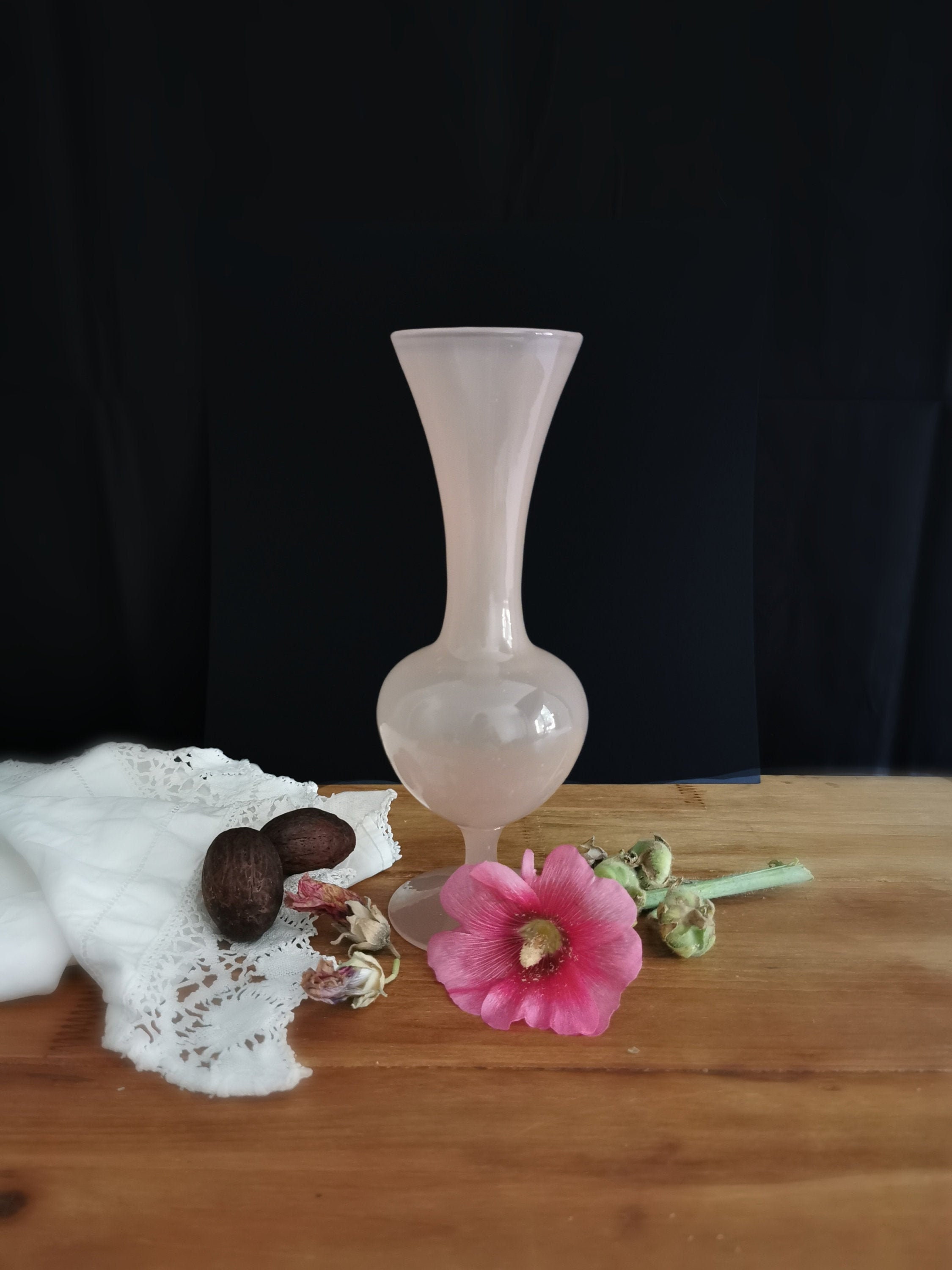 Vase Soliflore, en Verre, Vieux Rose, Ancien, Récupéré Du Grenier de Ma Grand-Mère