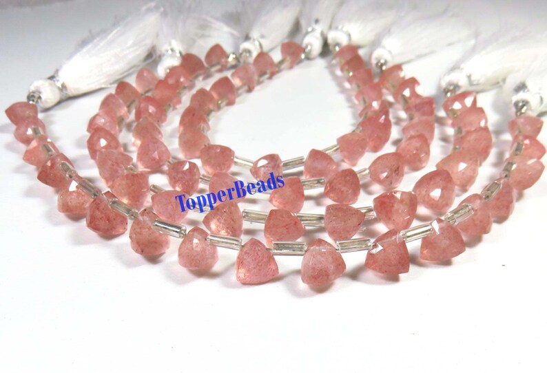 TOP~~ Red Pink Strawberry Quartz Beads Strawberry Quartz 3D Trillion Shape Fancy Beads Natural Strawberry Quartz Faceted Beads BH#1643