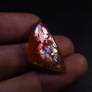 Pietra preziosa di pietra del sole a reticolo arcobaleno, 25 x 13 mm, pietra del sole di prima qualità cabochon sciolta, pietra del sole africana naturale, 14 carati, pietra del sole fantasia per gioielli,
