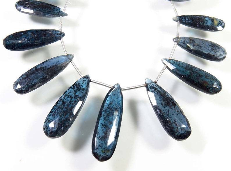 8 Strand BH#214 Natural Moss Kyanite Beads Royal blue Moss Kyanite Briolette Pear Shape Faceted Beads Wonderful! 25x8-34x10mm