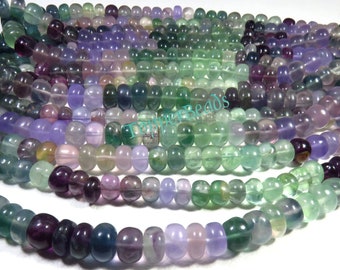 Natural Mix Fluorite Beads, Multi Gemstone Briolette Beads, 8.5-9mm, Fluorite Rondelle Smooth Beads, 18"Strand, Fluorite Beads For Jewelry,