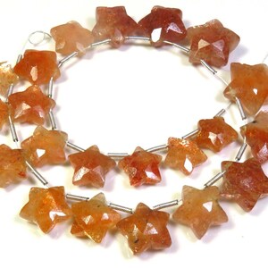 Natural Red Sparkle Sunstone Star Beads, 10-16mm, Top African Sunstone Gemstone Beads, 9&quot;Strand, Sunstone Faceted Cut Beads For Jewelry,