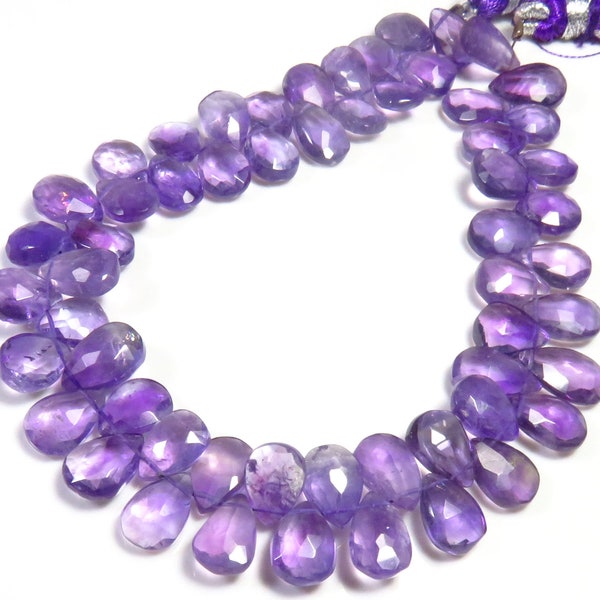Pretty Natural Gemstone Amethyst Beads, 8"Strand, Amethyst Faceted Pear Beads, 8.50-11mm, 91cts, Purple Amethyst Beads For Jewelry Making,
